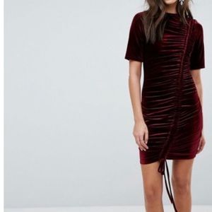 PrettyLittleThing Ruched Velvet Mini Dress